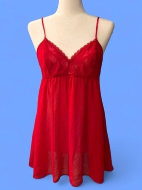 Ambrielle Red Lace Babydoll Chemise